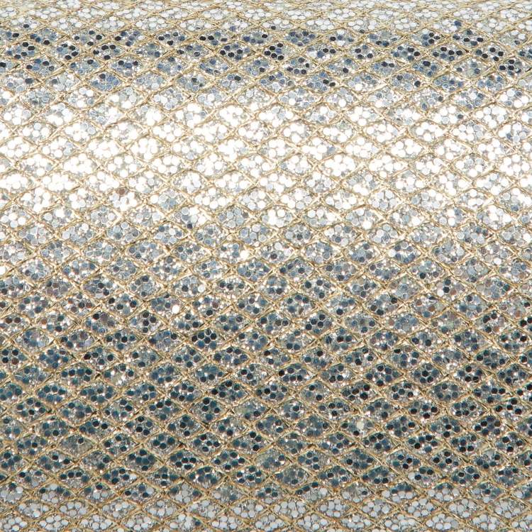 Pre Owned Jimmy Choo Gold Glitter Lurex Fabric Twill Tube Clutch
