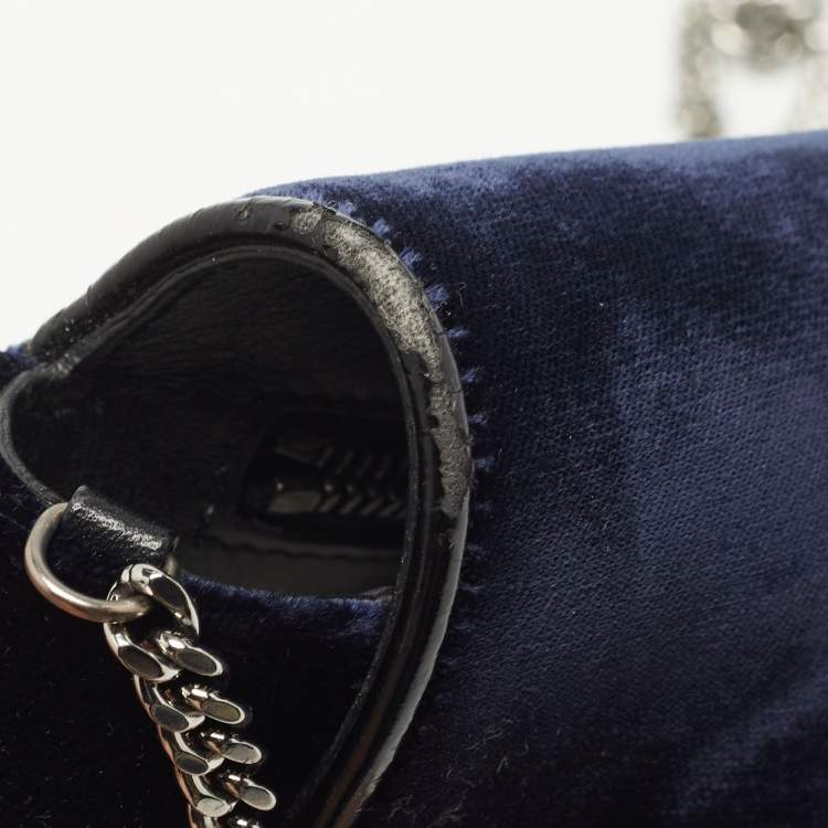 Pre Owned Jimmy Choo Midnight Blue Velvet Mini Ruby Chain Crossbody Bag