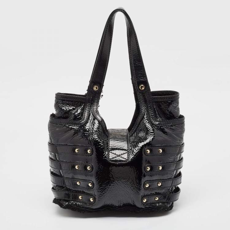 Pre Owned Jimmy Choo Black Patent Leather Bree Tote