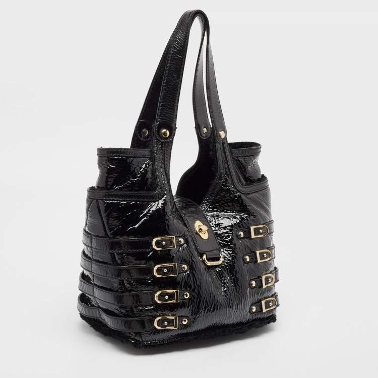 Pre Owned Jimmy Choo Black Patent Leather Bree Tote