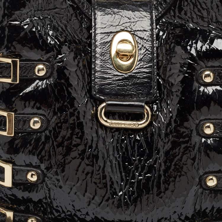 Pre Owned Jimmy Choo Black Patent Leather Bree Tote