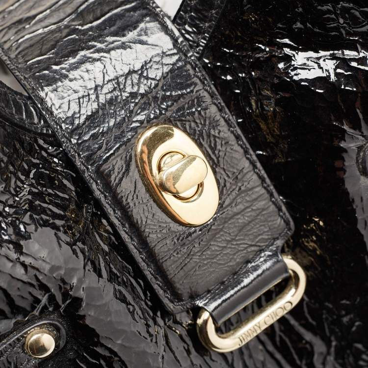 Pre Owned Jimmy Choo Black Patent Leather Bree Tote