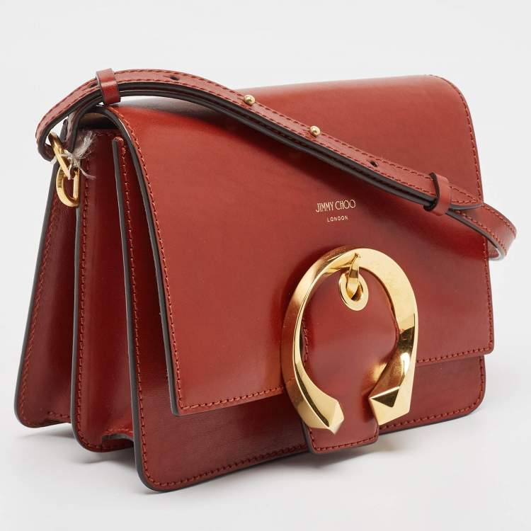 Pre Owned Jimmy Choo Rust Leather Madeline Shoulder Bag
