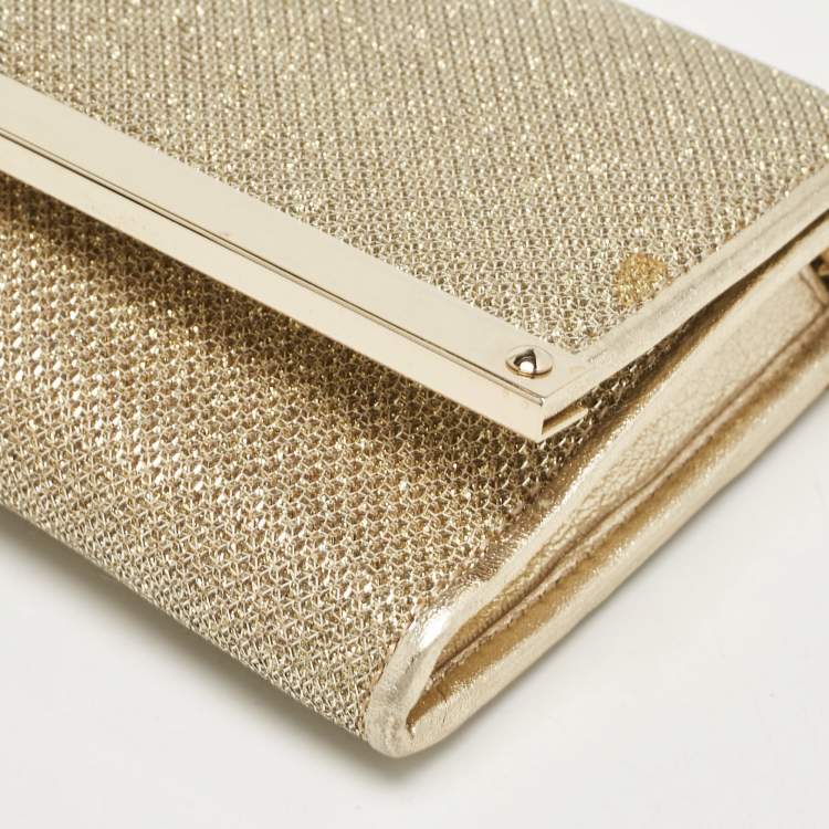 Pre Owned Jimmy Choo Gold Lurex Fabric Milla Chain Clutch
