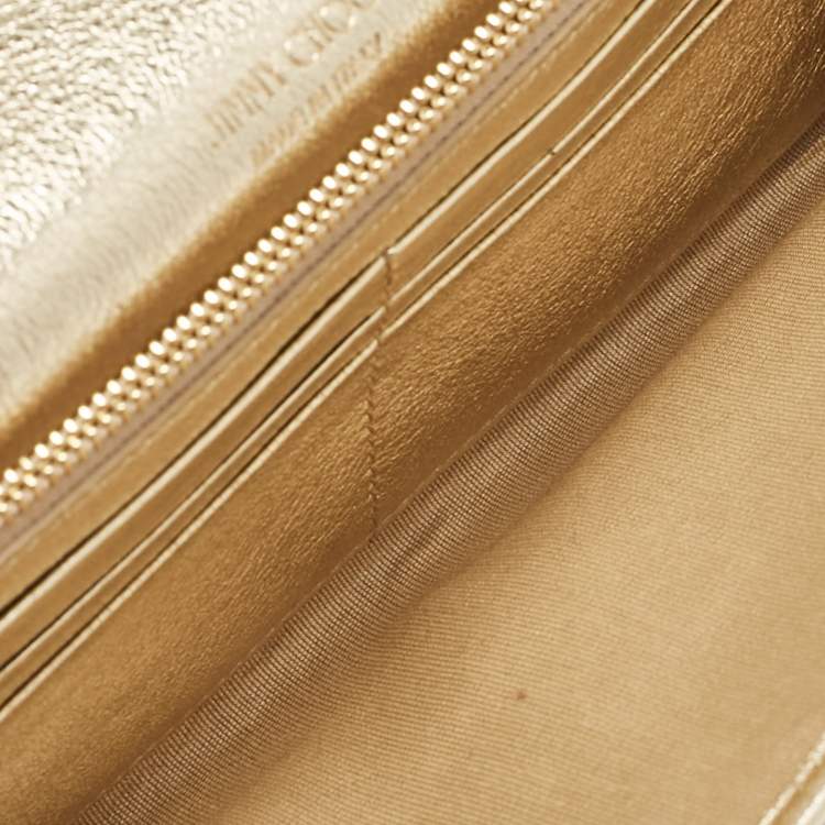 Pre Owned Jimmy Choo Gold Lurex Fabric Milla Chain Clutch