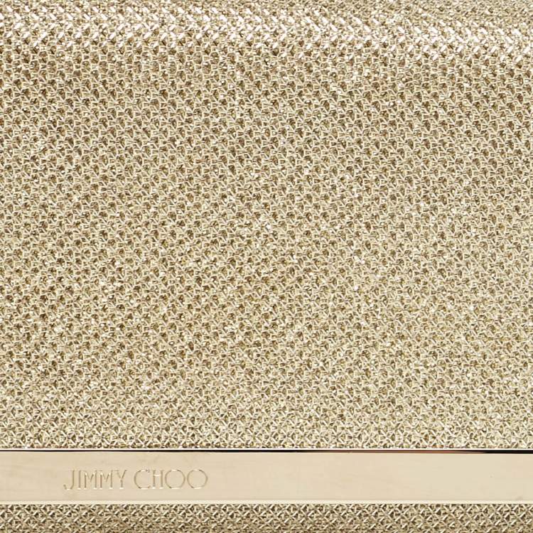 Pre Owned Jimmy Choo Gold Lurex Fabric Milla Chain Clutch
