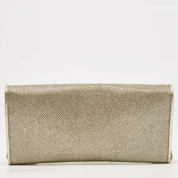 Pre Owned Jimmy Choo Gold Lurex Fabric Milla Chain Clutch