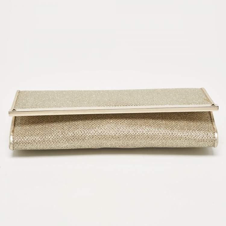 Pre Owned Jimmy Choo Gold Lurex Fabric Milla Chain Clutch