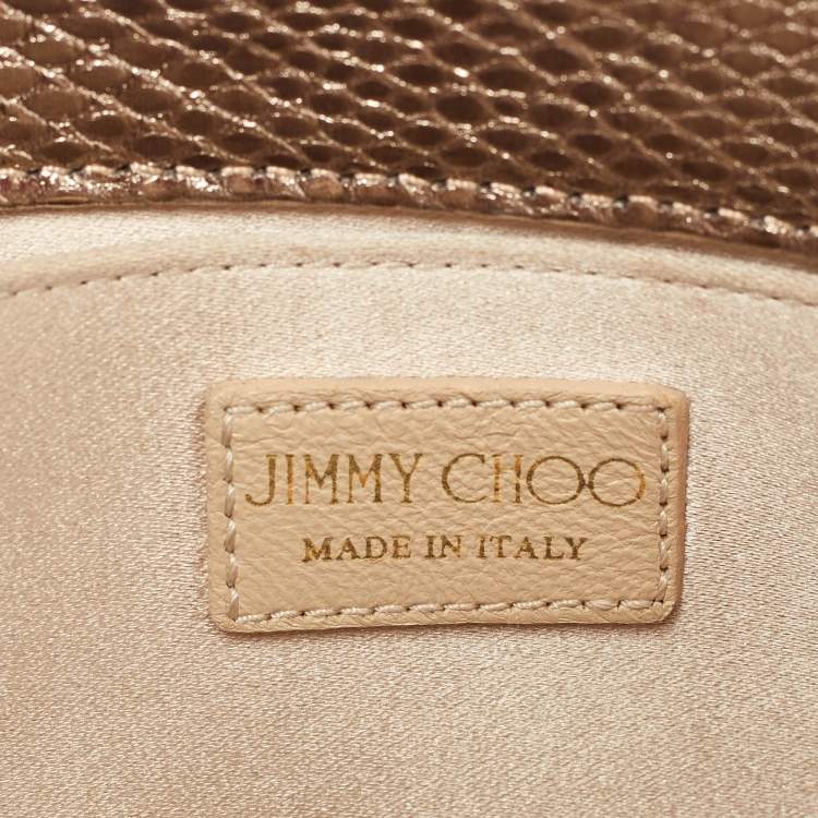 Pre Owned Jimmy Choo Gold/Brown Leather and Snakeskin Ava Crossbody Bag