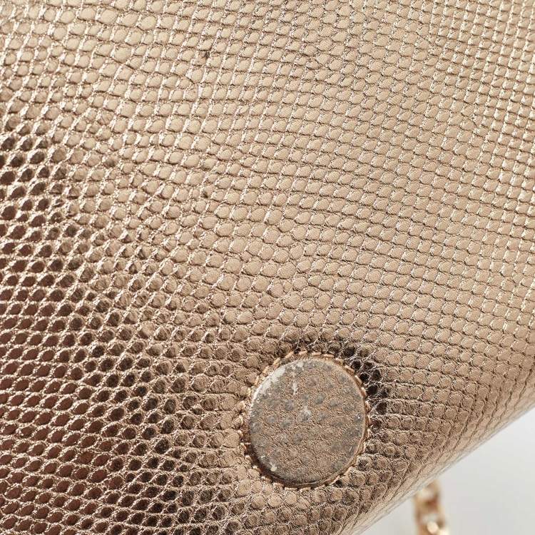 Pre Owned Jimmy Choo Gold/Brown Leather and Snakeskin Ava Crossbody Bag