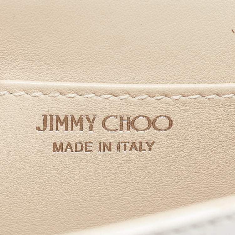 Pre Owned Jimmy Choo Cream Croc Embossed Leather Mini Paris Crossbody Bag