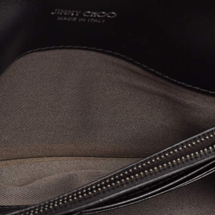 Pre Owned Jimmy Choo Black/White Star Print Wool Elish Chain Clutch