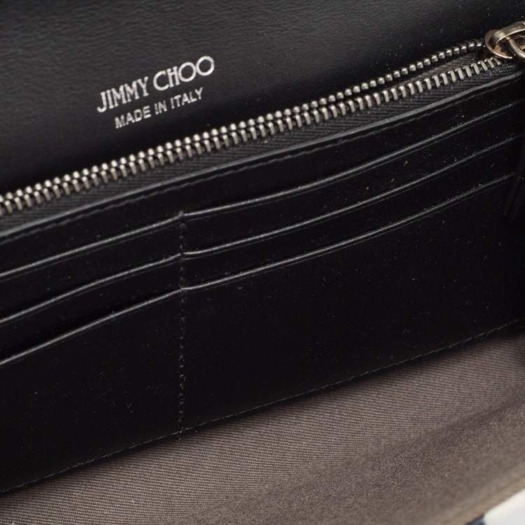 Pre Owned Jimmy Choo Black/White Star Print Wool Elish Chain Clutch