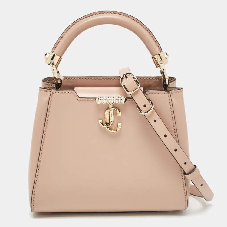 Pre Owned Jimmy Choo Beige Leather Mini Avenue Top Handle Bag