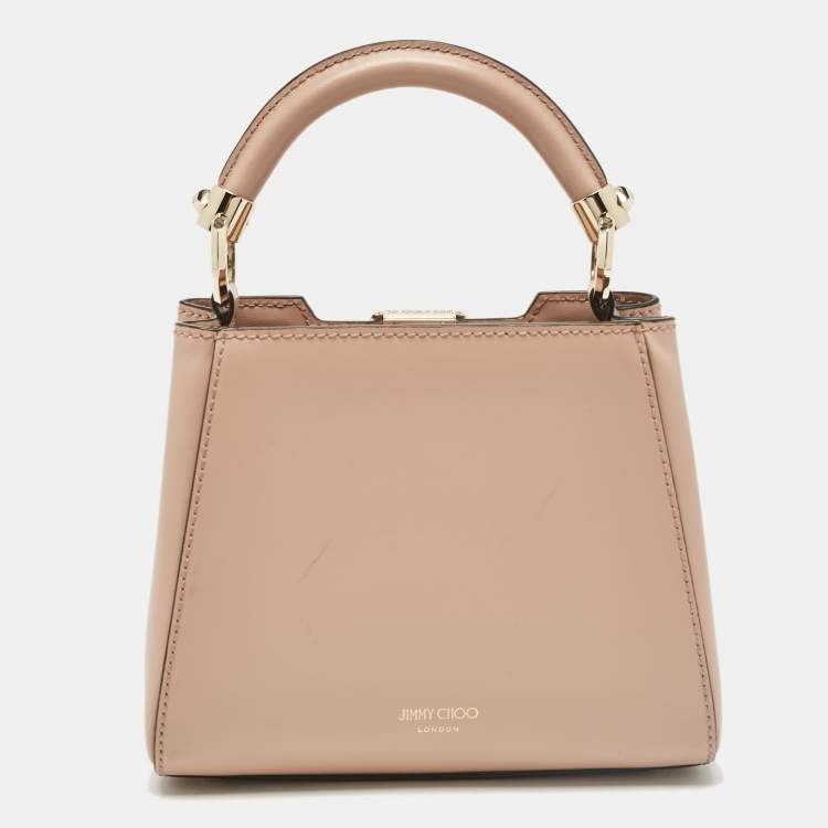 Pre Owned Jimmy Choo Beige Leather Mini Avenue Top Handle Bag