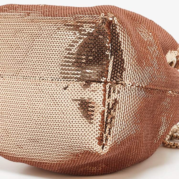 Pre Owned Jimmy Choo Gold Sequins Bon Bon Bucket Bag