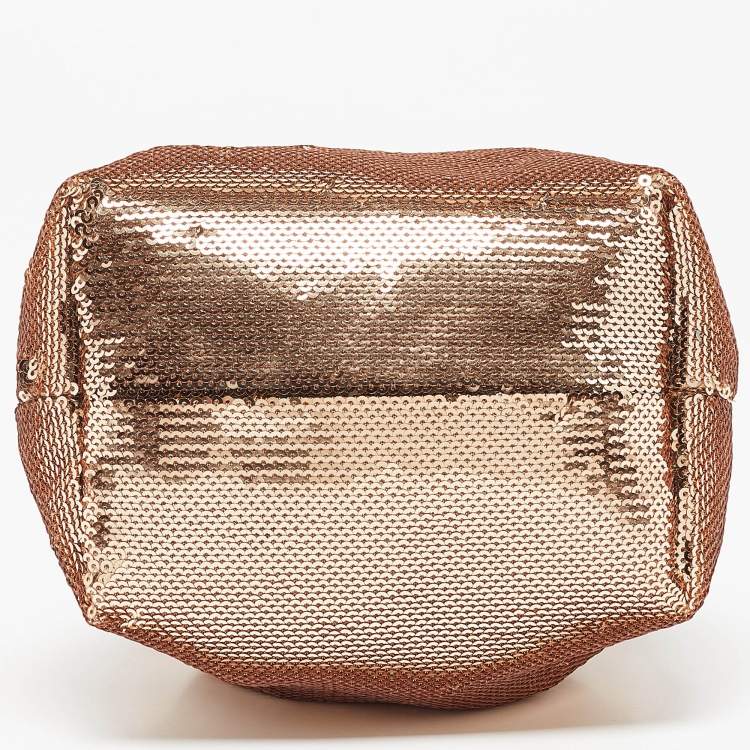Pre Owned Jimmy Choo Gold Sequins Bon Bon Bucket Bag