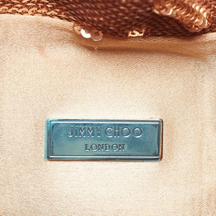 Pre Owned Jimmy Choo Gold Sequins Bon Bon Bucket Bag