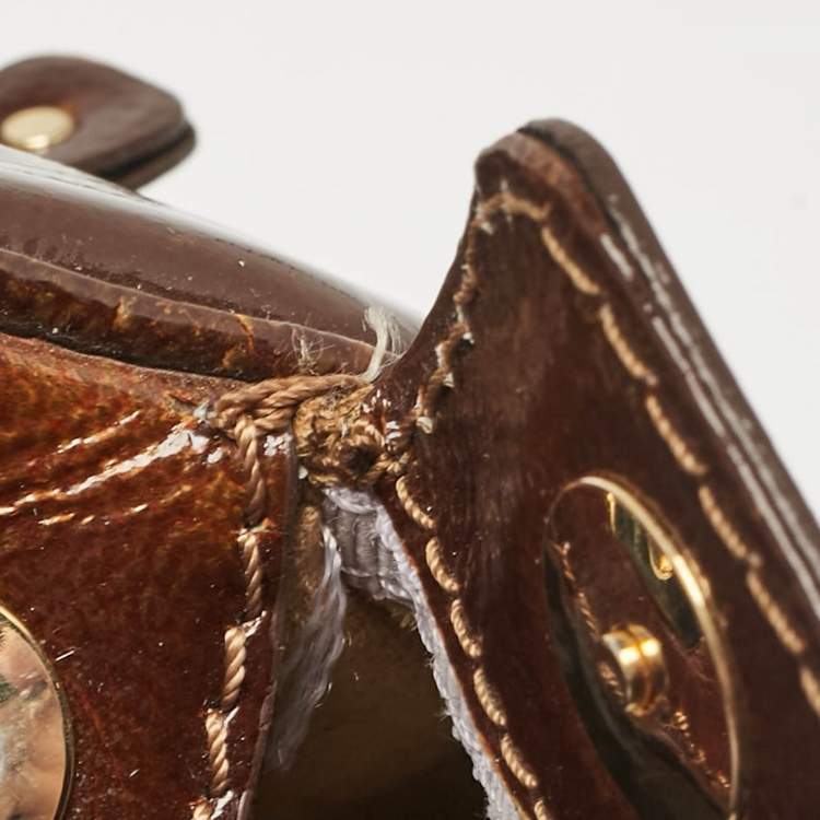 مملوكة مسبقًا Jimmy Choo Brown Patent Leather and Suede Large Marla Bag