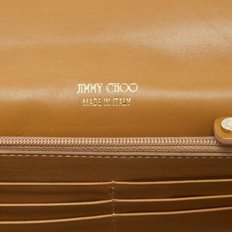 Pre Owned Jimmy Choo Gold Glitter Suede Reese Clutch