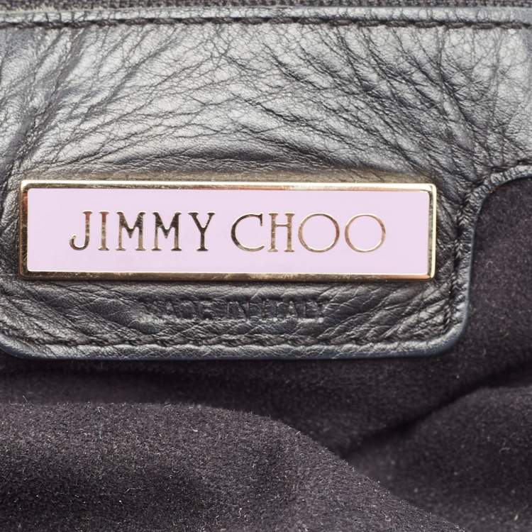 Pre Owned Jimmy Choo Black Leather Studded Hobo
