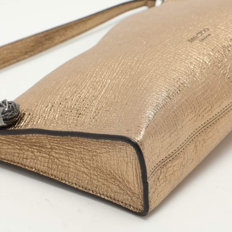 Pre Owned Jimmy Choo Gold Textured Leather Callie Shoulder Bag