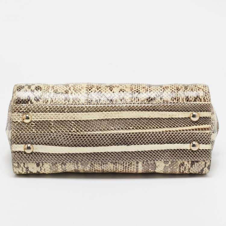 Pre Owned Jimmy Choo Beige/Black Water Snake Rosalie Satchel