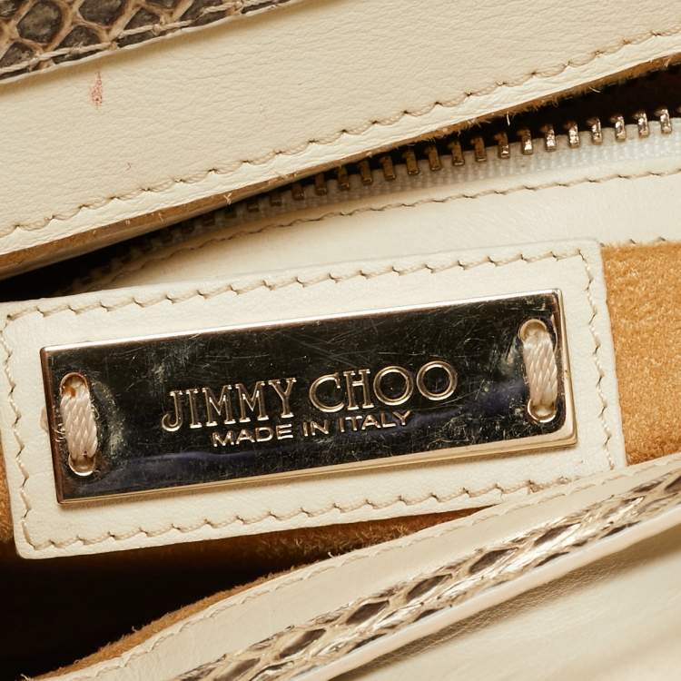 Pre Owned Jimmy Choo Beige/Black Water Snake Rosalie Satchel