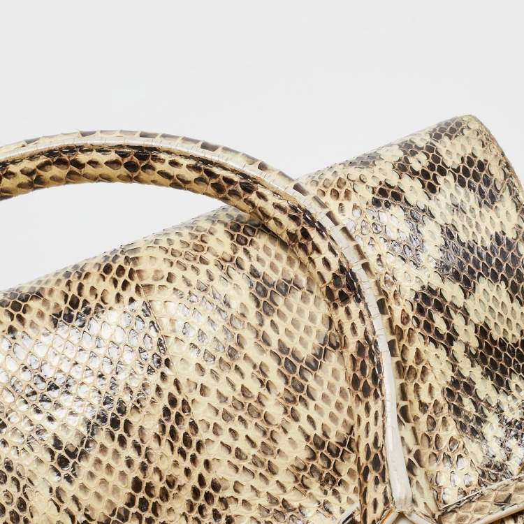 Pre Owned Jimmy Choo Beige/Black Water Snake Rosalie Satchel