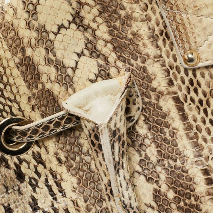 Pre Owned Jimmy Choo Beige/Black Water Snake Rosalie Satchel