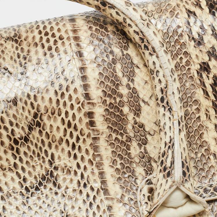 Pre Owned Jimmy Choo Beige/Black Water Snake Rosalie Satchel