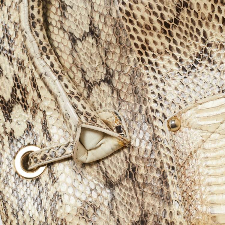 Pre Owned Jimmy Choo Beige/Black Water Snake Rosalie Satchel