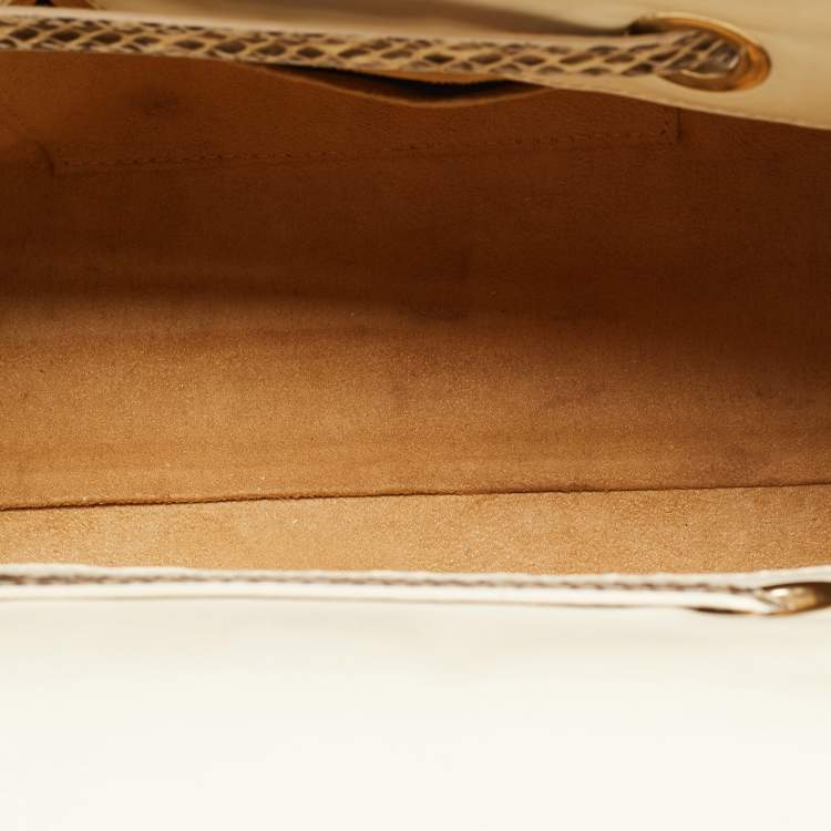Pre Owned Jimmy Choo Beige/Black Water Snake Rosalie Satchel