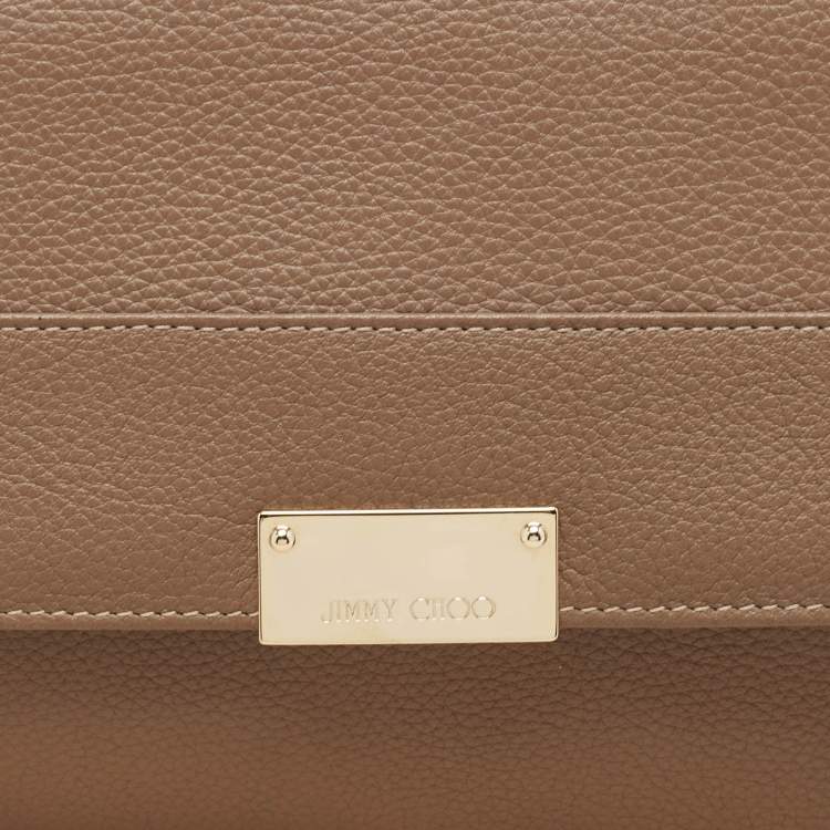 Pre Owned Jimmy Choo Dark Beige Leather Reese Clutch