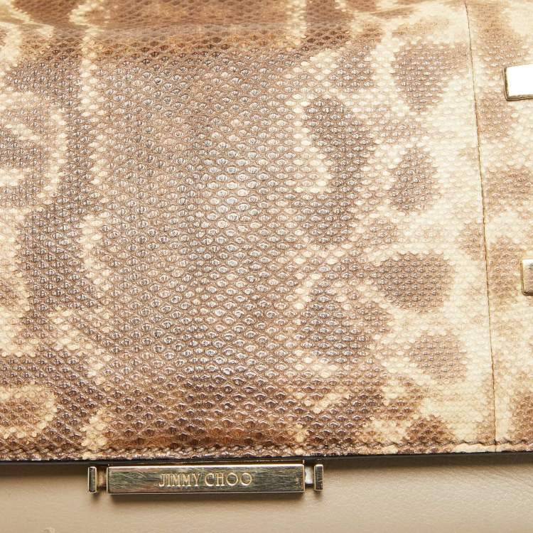 Pre Owned Jimmy Choo Tricolor Karung Leather Top Handle Bag