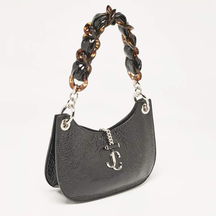 Pre Owned Jimmy Choo Black Patent Leather Varenne Hobo