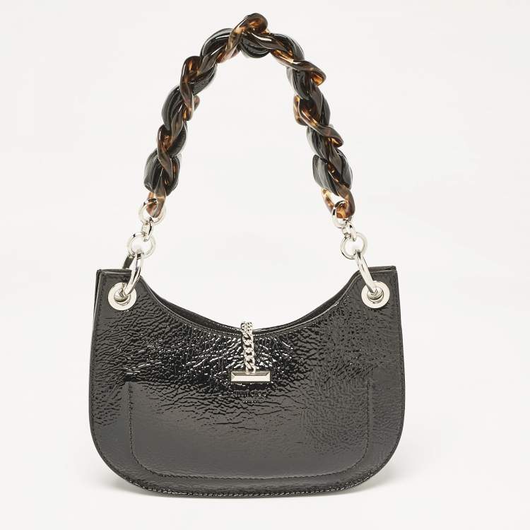 Pre Owned Jimmy Choo Black Patent Leather Varenne Hobo