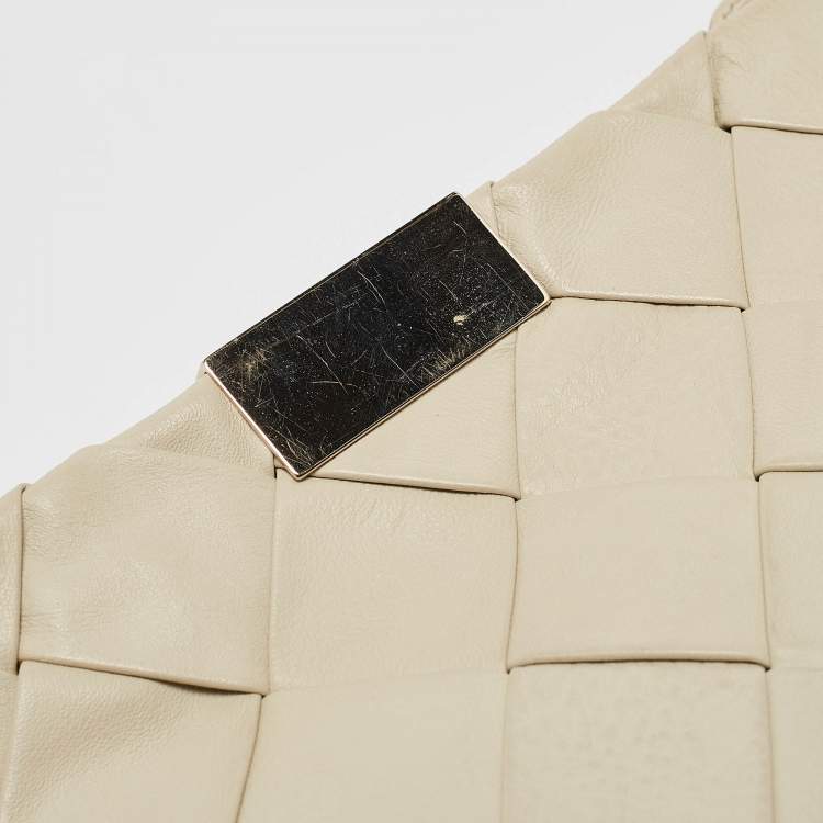 Pre Owned Jimmy Choo White Leather Woven Zulu Clutch