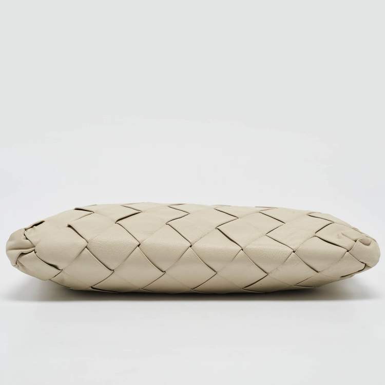 Pre Owned Jimmy Choo White Leather Woven Zulu Clutch