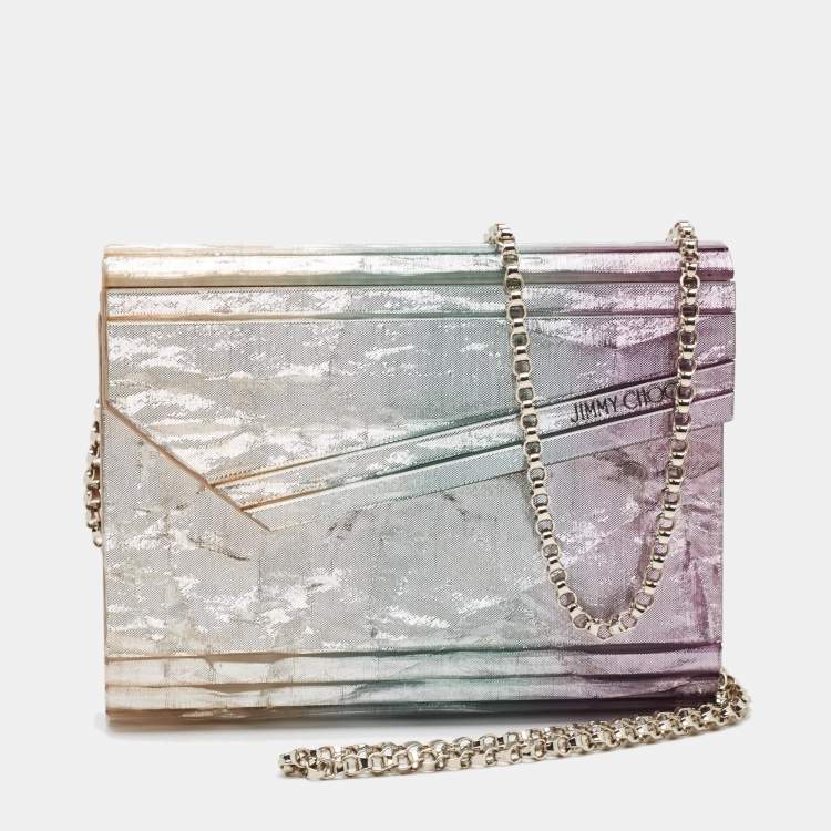 Pre Owned Jimmy Choo Multicolor Acrylic and Velvet Candy Chain Clutch 