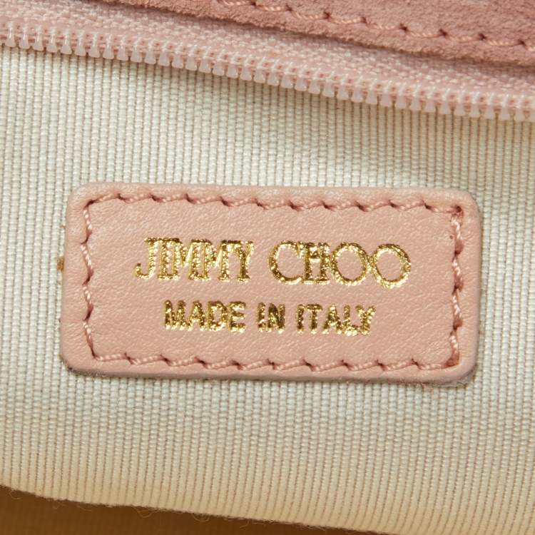 Pre Owned Jimmy Choo Pink/Beige Snakeskin and Suede Zulu Clutch