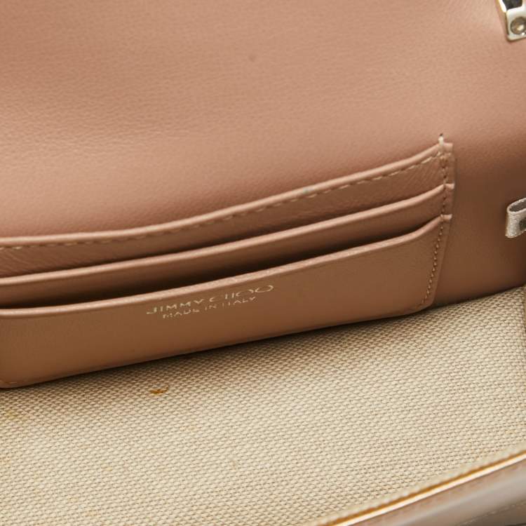 Pre Owned Jimmy Choo Dusty Pink Patent Leather and Suede Finley Shoulder Bag