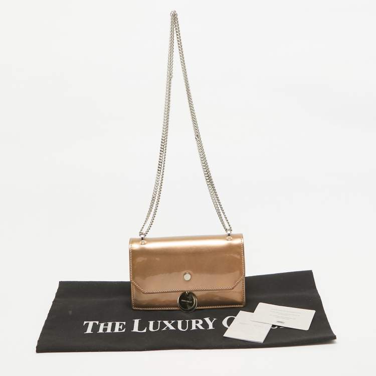 Pre Owned Jimmy Choo Dusty Pink Patent Leather and Suede Finley Shoulder Bag
