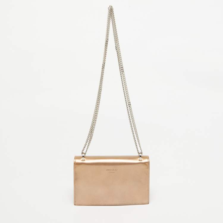 Pre Owned Jimmy Choo Dusty Pink Patent Leather and Suede Finley Shoulder Bag
