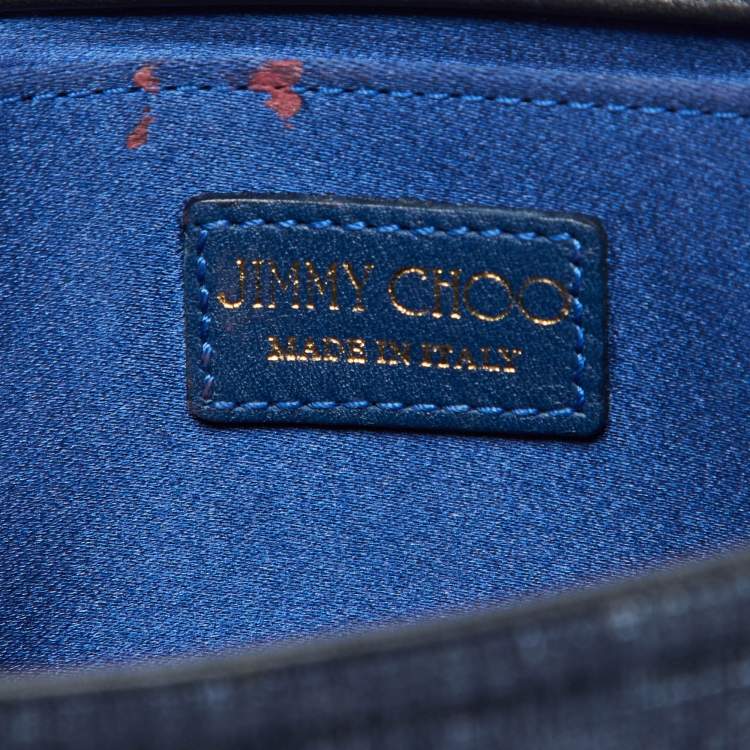 Pre Owned Jimmy Choo Blue/Black Denim and Snakeskin Ava Crossbody Bag