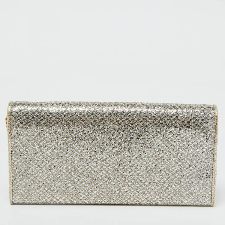 Pre Owned Jimmy Choo Gold Lurex Fabric Milla Chain Clutch