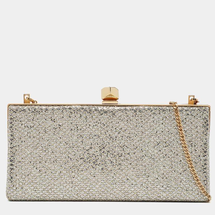 مملوكة مسبقًا Jimmy Choo Silver/Gold Glitter Celeste Chain Clutch