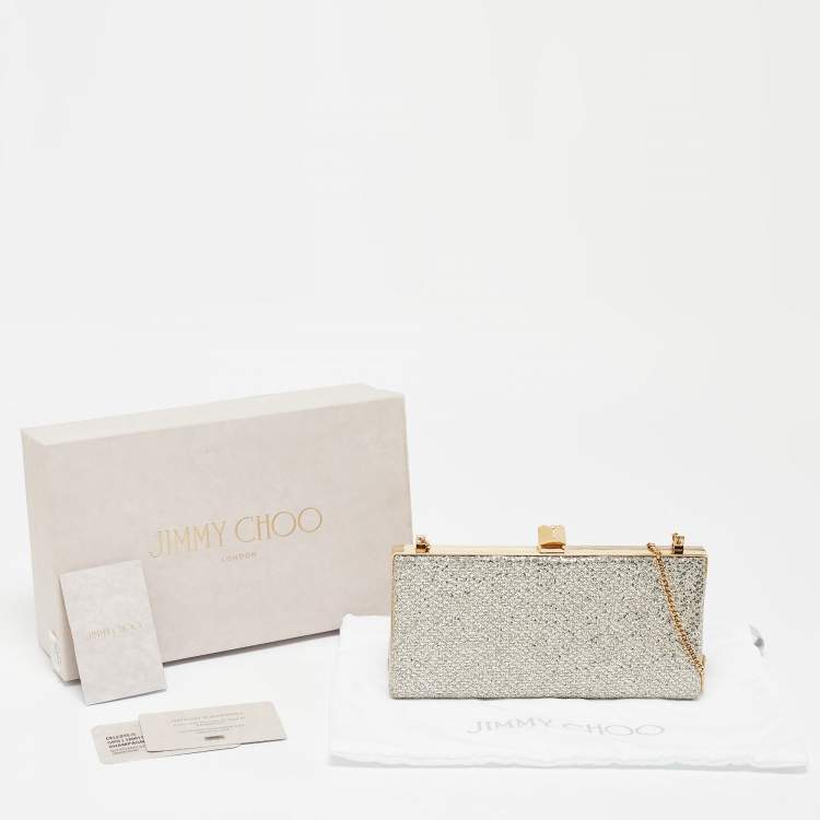 مملوكة مسبقًا Jimmy Choo Silver/Gold Glitter Celeste Chain Clutch