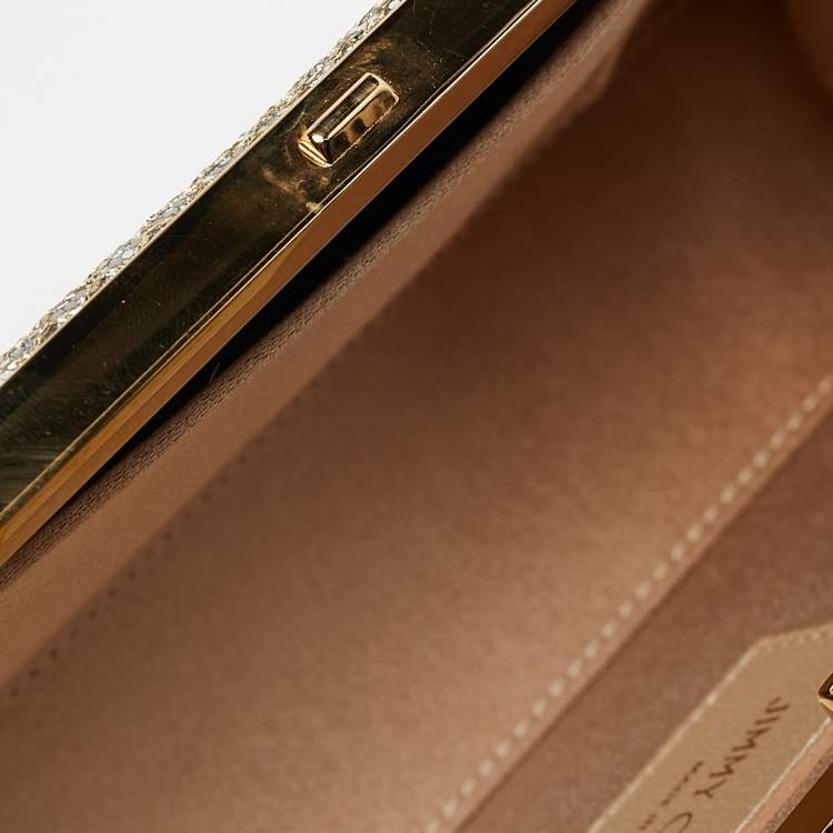 مملوكة مسبقًا Jimmy Choo Silver/Gold Glitter Celeste Chain Clutch
