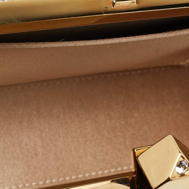 مملوكة مسبقًا Jimmy Choo Silver/Gold Glitter Celeste Chain Clutch